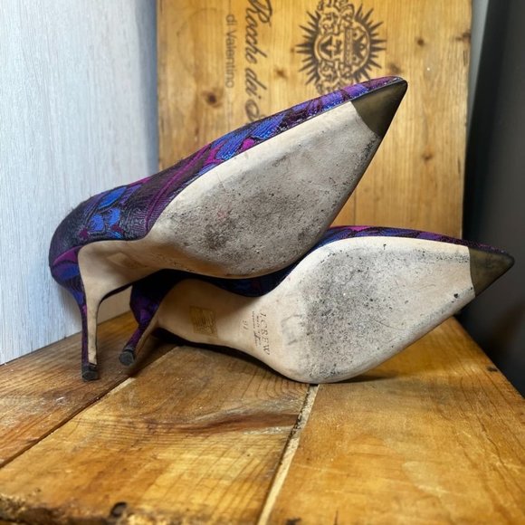 J. Crew Elsie Jacquard Pointed Pump Heels Rasp/Purp/Black Size 9.5 - Picture 11 of 16
